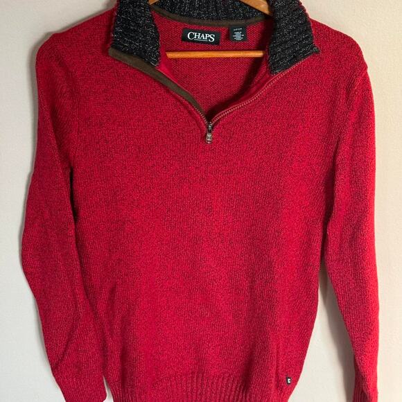 Chaps Red 1/4 Zip Sweater - Picture 1 of 3